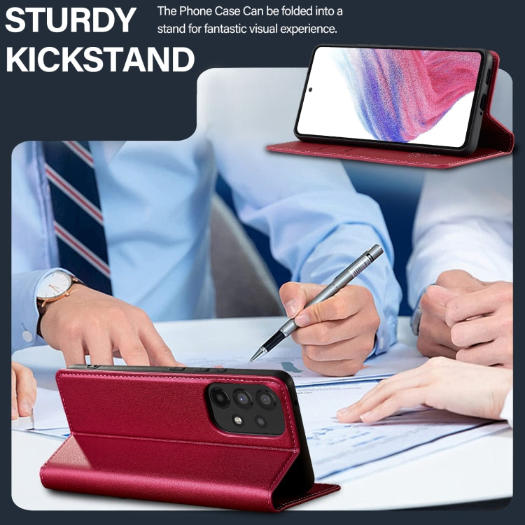 For Samsung Galaxy A53 5G LC.IMEEKE L1 Series Frosted Fine Texture PU Phone Case(Red)