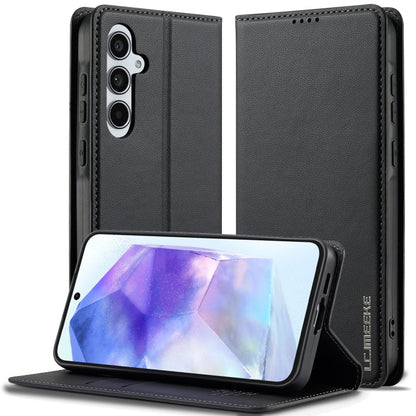 For Samsung Galaxy A55 5G LC.IMEEKE L1 Series Frosted Fine Texture PU Phone Case(Black)
