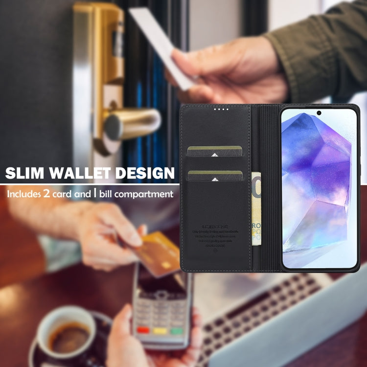 For Samsung Galaxy A55 5G LC.IMEEKE L1 Series Frosted Fine Texture PU Phone Case(Black)