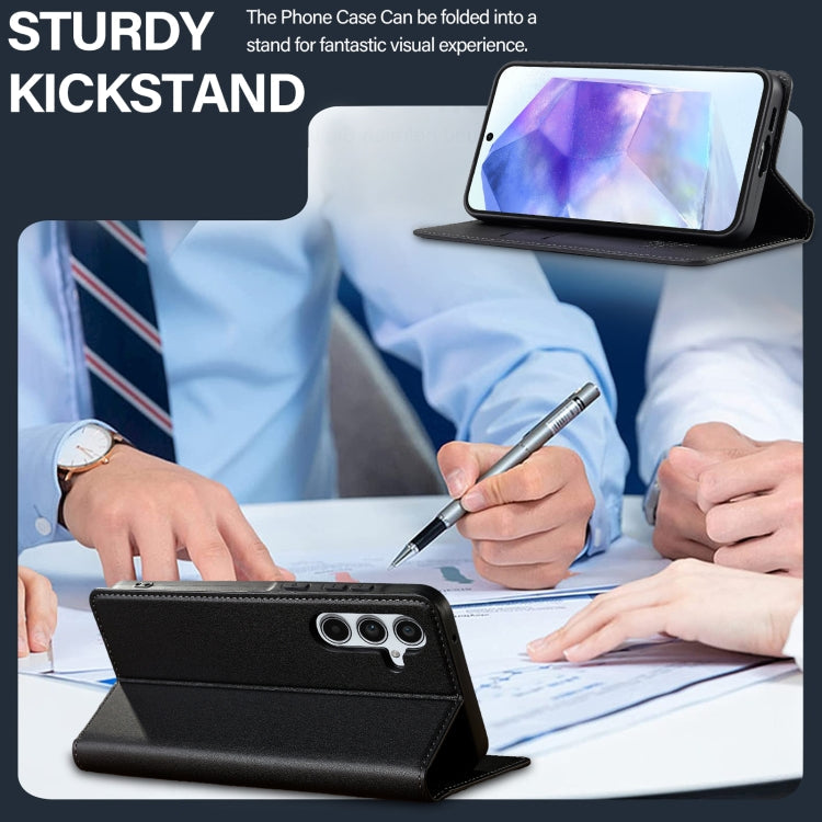 For Samsung Galaxy A55 5G LC.IMEEKE L1 Series Frosted Fine Texture PU Phone Case(Black)