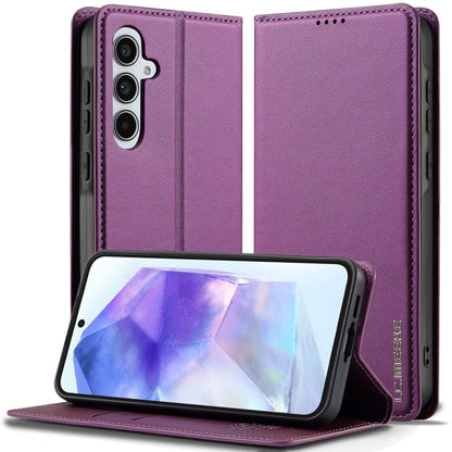 For Samsung Galaxy A55 5G LC.IMEEKE L1 Series Frosted Fine Texture PU Phone Case(Purple)