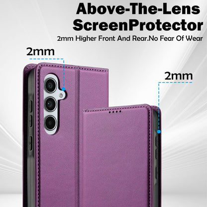 For Samsung Galaxy A55 5G LC.IMEEKE L1 Series Frosted Fine Texture PU Phone Case(Purple)