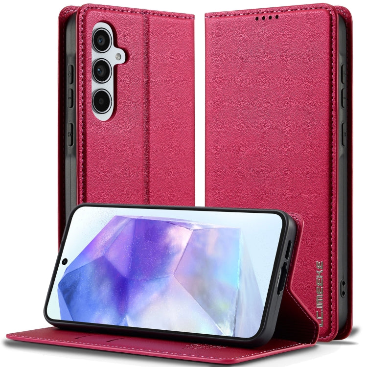 For Samsung Galaxy A55 5G LC.IMEEKE L1 Series Frosted Fine Texture PU Phone Case(Red)