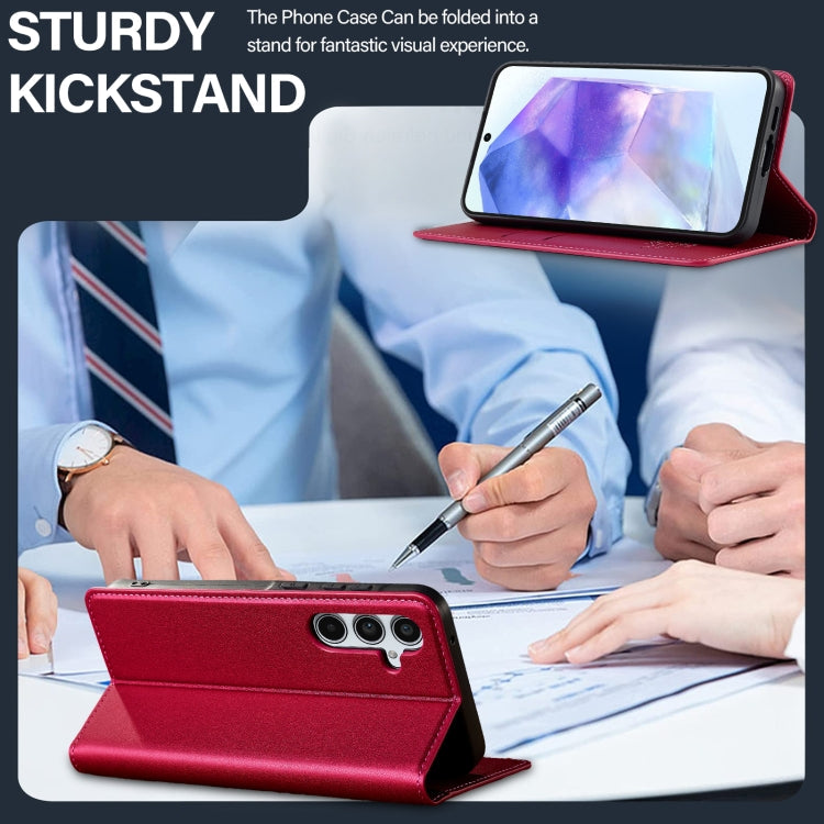 For Samsung Galaxy A55 5G LC.IMEEKE L1 Series Frosted Fine Texture PU Phone Case(Red)