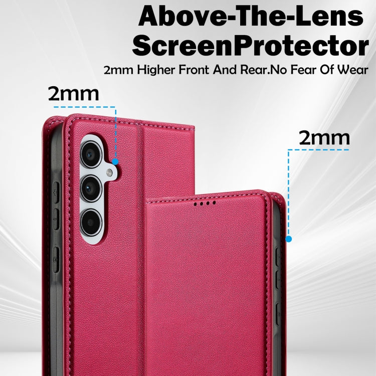 For Samsung Galaxy A55 5G LC.IMEEKE L1 Series Frosted Fine Texture PU Phone Case(Red)