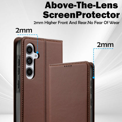 For Samsung Galaxy A34 5G LC.IMEEKE L1 Series Frosted Fine Texture PU Phone Case(Brown)