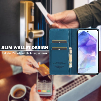 For Samsung Galaxy A34 5G LC.IMEEKE L1 Series Frosted Fine Texture PU Phone Case(Blue)