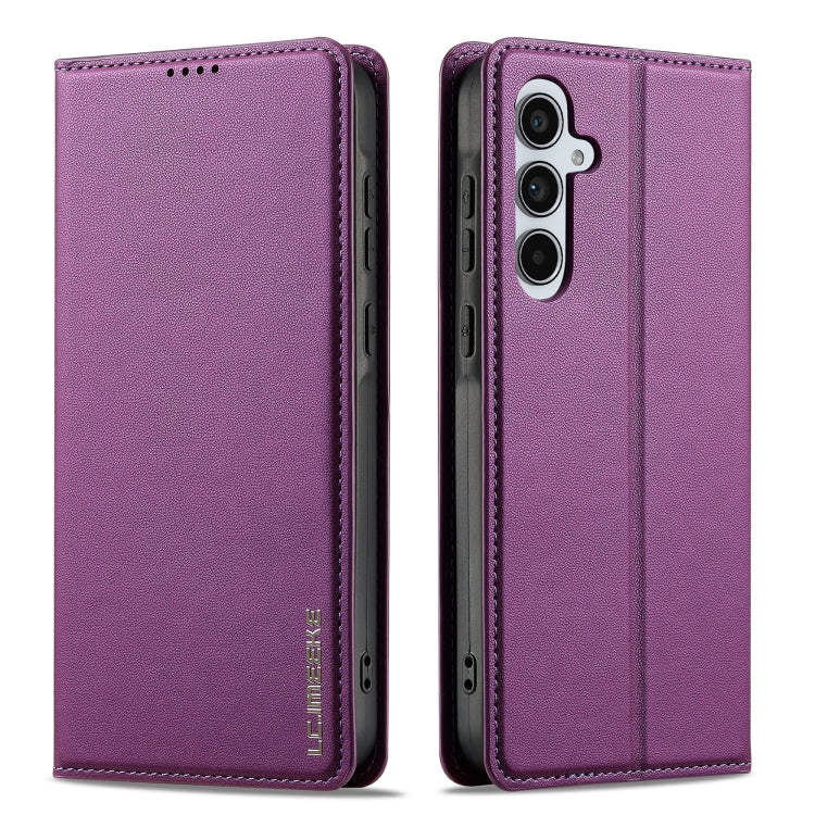 For Samsung Galaxy A34 5G LC.IMEEKE L1 Series Frosted Fine Texture PU Phone Case(Purple)