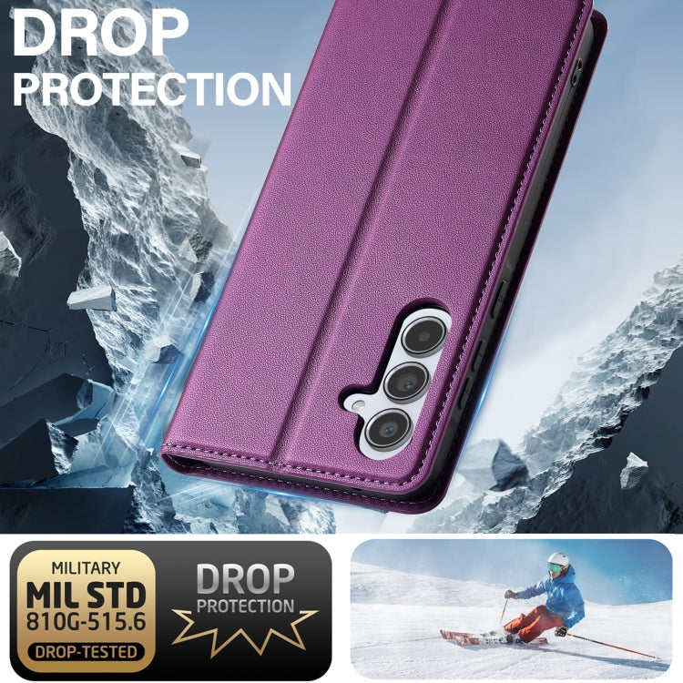 For Samsung Galaxy A34 5G LC.IMEEKE L1 Series Frosted Fine Texture PU Phone Case(Purple)