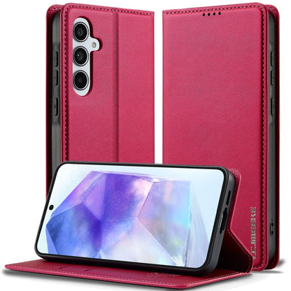 For Samsung Galaxy A34 5G LC.IMEEKE L1 Series Frosted Fine Texture PU Phone Case(Red)