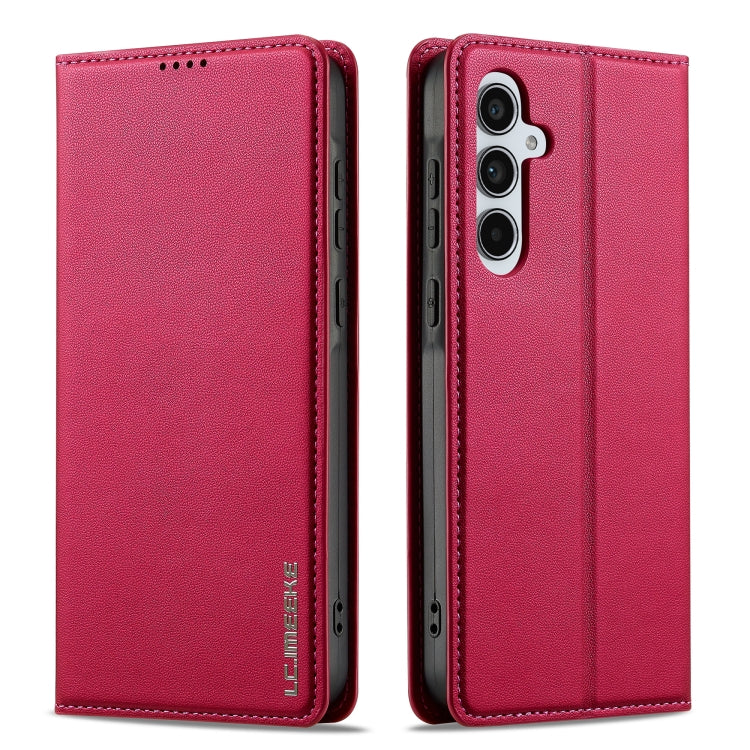 For Samsung Galaxy A34 5G LC.IMEEKE L1 Series Frosted Fine Texture PU Phone Case(Red)