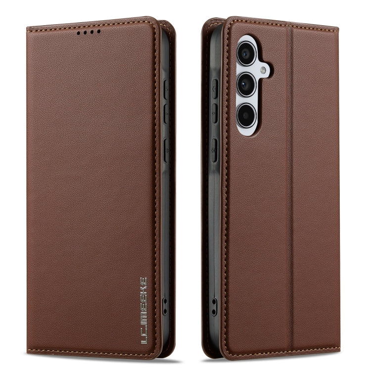 For Samsung Galaxy A35 5G LC.IMEEKE L1 Series Frosted Fine Texture PU Phone Case(Brown)