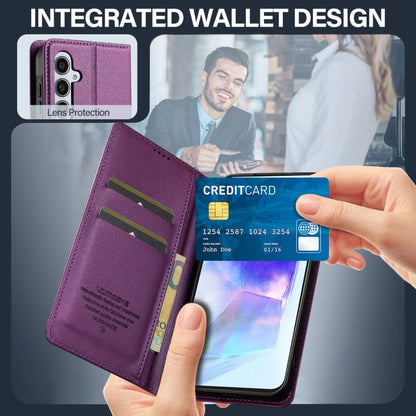 Pour Samsung Galaxy A35 5G Étui de téléphone en PU texturé givré LC.IMEEKE Série L1 (Violet)