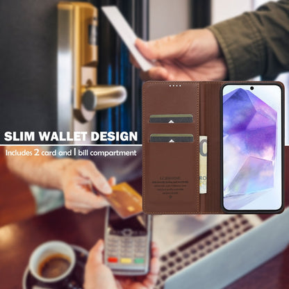 For Samsung Galaxy A16 5G LC.IMEEKE L1 Series Frosted Fine Texture PU Phone Case(Brown)