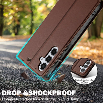 For Samsung Galaxy A16 5G LC.IMEEKE L1 Series Frosted Fine Texture PU Phone Case(Brown)