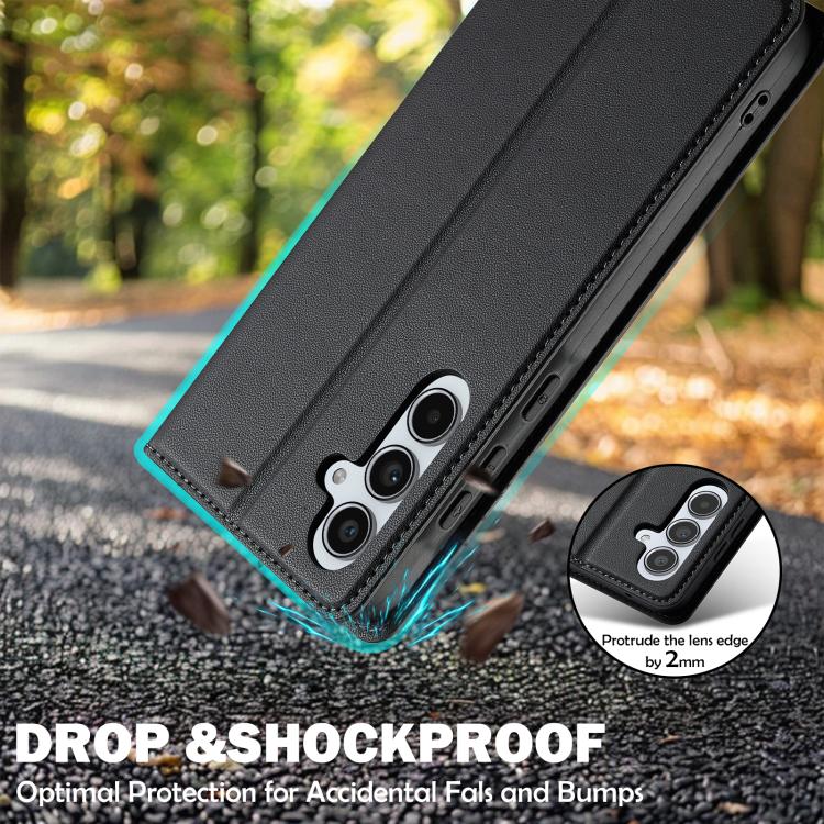 For Samsung Galaxy A36 5G LC.IMEEKE L1 Series Frosted Fine Texture PU Phone Case(Black)