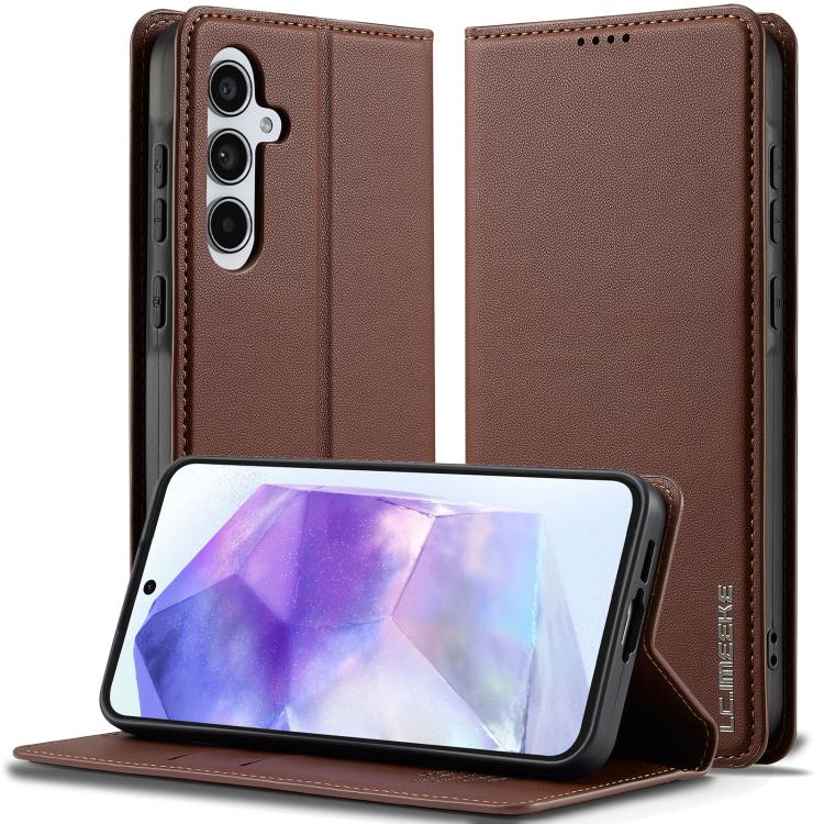 For Samsung Galaxy A36 5G LC.IMEEKE L1 Series Frosted Fine Texture PU Phone Case(Brown)