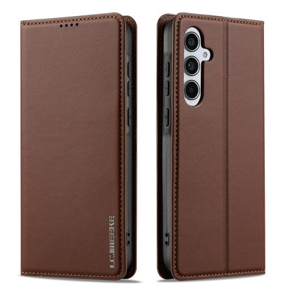 For Samsung Galaxy A36 5G LC.IMEEKE L1 Series Frosted Fine Texture PU Phone Case(Brown)