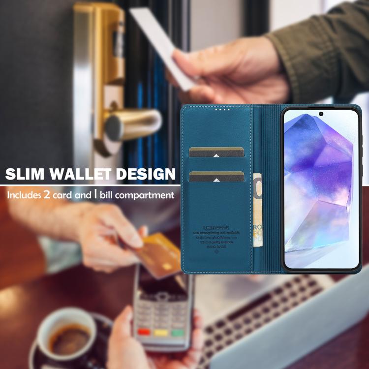For Samsung Galaxy A36 5G LC.IMEEKE L1 Series Frosted Fine Texture PU Phone Case(Blue)