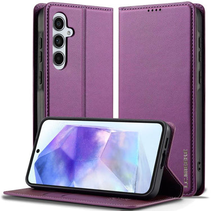 For Samsung Galaxy A36 5G LC.IMEEKE L1 Series Frosted Fine Texture PU Phone Case(Purple)