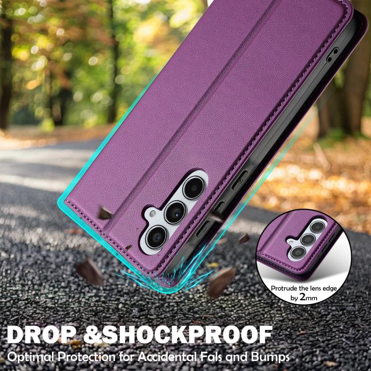 For Samsung Galaxy A36 5G LC.IMEEKE L1 Series Frosted Fine Texture PU Phone Case(Purple)