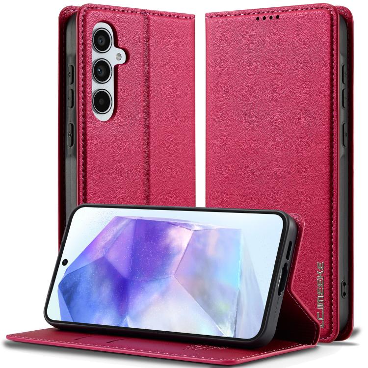 Pour Samsung Galaxy A36 5G LC.IMEEKE Série L1 Étui de téléphone en PU givré à texture fine (Rouge)