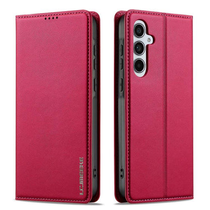 Pour Samsung Galaxy A36 5G LC.IMEEKE Série L1 Étui de téléphone en PU givré à texture fine (Rouge)