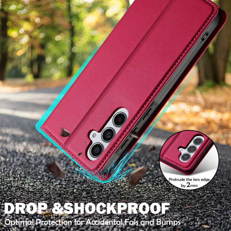 Pour Samsung Galaxy A36 5G LC.IMEEKE Série L1 Étui de téléphone en PU givré à texture fine (Rouge)