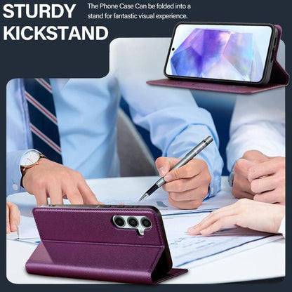 For Samsung Galaxy A56 5G LC.IMEEKE L1 Series Frosted Fine Texture PU Phone Case(Purple)
