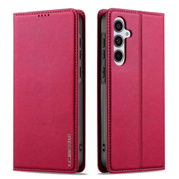 For Samsung Galaxy A56 5G LC.IMEEKE L1 Series Frosted Fine Texture PU Phone Case(Red)