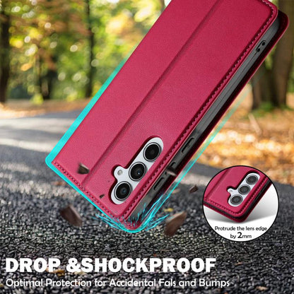 For Samsung Galaxy A56 5G LC.IMEEKE L1 Series Frosted Fine Texture PU Phone Case(Red)