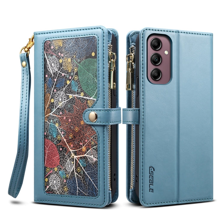 For Samsung Galaxy A36 ESEBLE Star Series Lanyard Zipper Wallet RFID Leather Case(Blue)