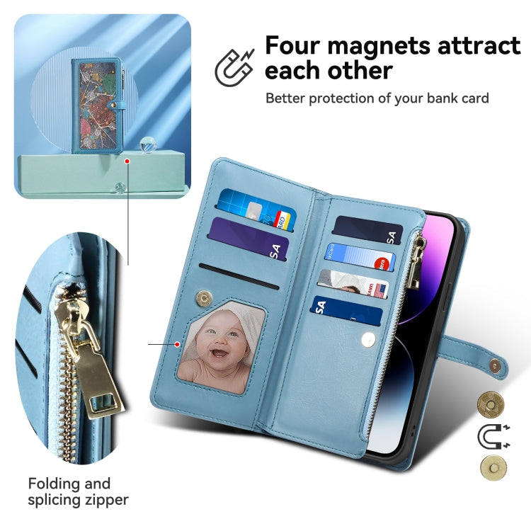 For Samsung Galaxy A36 ESEBLE Star Series Lanyard Zipper Wallet RFID Leather Case(Blue)