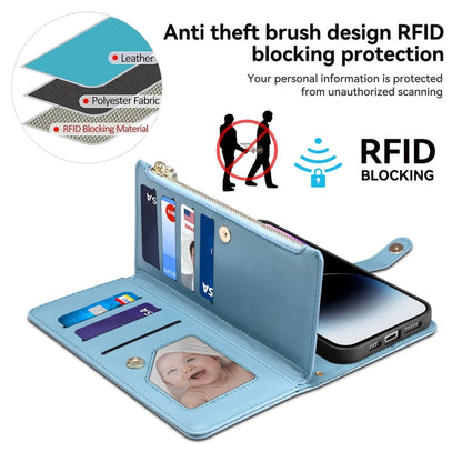 For Samsung Galaxy A36 ESEBLE Star Series Lanyard Zipper Wallet RFID Leather Case(Blue)