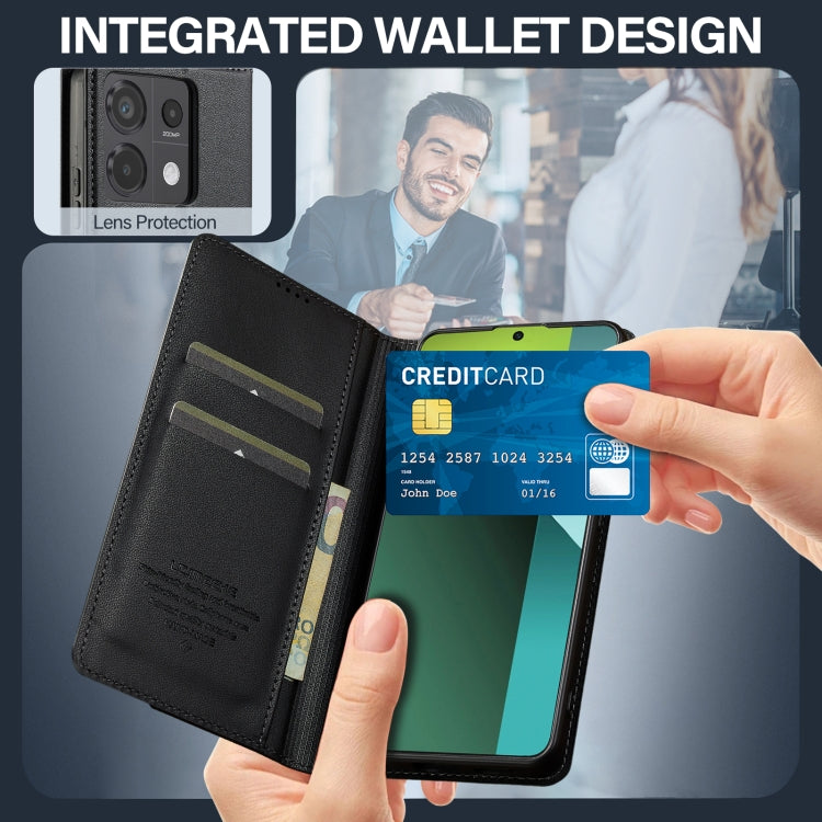 For Redmi Note 13 Pro 5G LC.IMEEKE L1 Series Frosted Fine Texture PU Phone Case(Black)