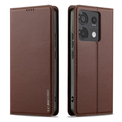 For Redmi Note 13 Pro 5G LC.IMEEKE L1 Series Frosted Fine Texture PU Phone Case(Brown)