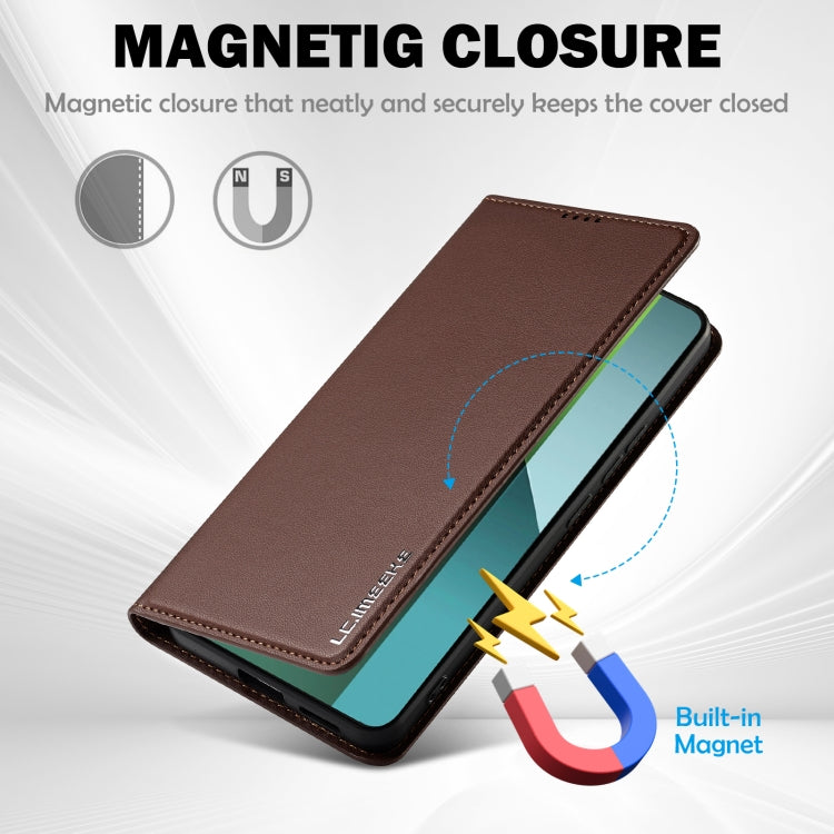 For Redmi Note 13 Pro 5G LC.IMEEKE L1 Series Frosted Fine Texture PU Phone Case(Brown)