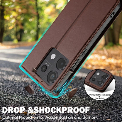 For Redmi Note 13 Pro 5G LC.IMEEKE L1 Series Frosted Fine Texture PU Phone Case(Brown)