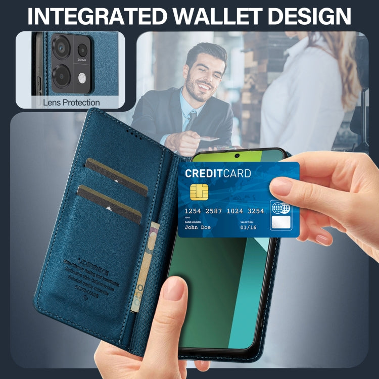 For Redmi Note 13 Pro 5G LC.IMEEKE L1 Series Frosted Fine Texture PU Phone Case(Blue)