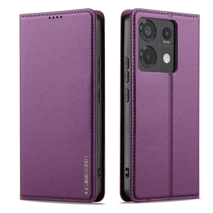 For Redmi Note 13 Pro 5G LC.IMEEKE L1 Series Frosted Fine Texture PU Phone Case(Purple)