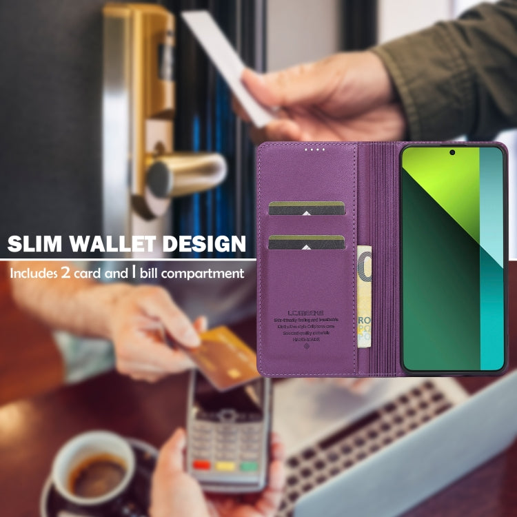 For Redmi Note 13 Pro 5G LC.IMEEKE L1 Series Frosted Fine Texture PU Phone Case(Purple)