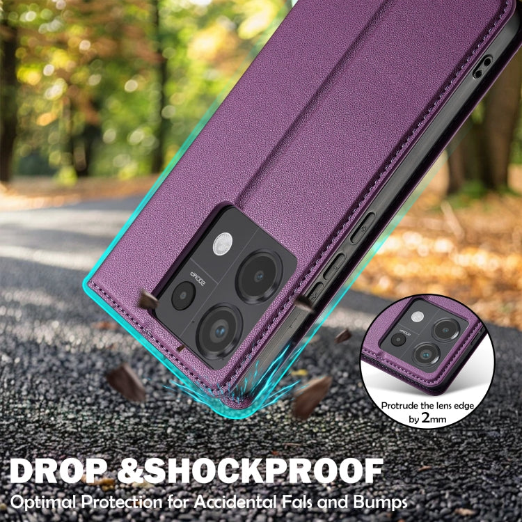 For Redmi Note 13 Pro 5G LC.IMEEKE L1 Series Frosted Fine Texture PU Phone Case(Purple)