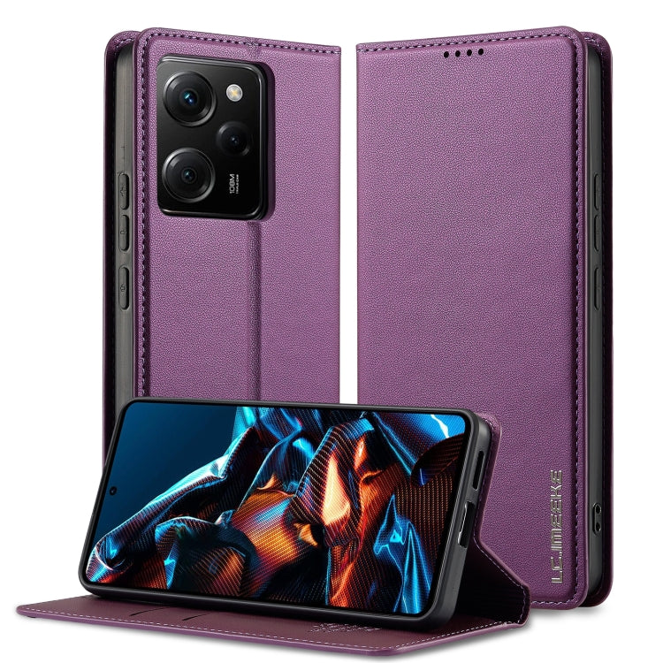 Pour Redmi Note 12 Pro 5G LC.IMEEKE L1 Series Étui de téléphone en PU givré à texture fine (violet)