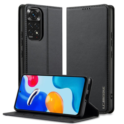 Pour Redmi Note 11 Pro 5G Étui de téléphone en PU texturé givré fin LC.IMEEKE série L1 (Noir)