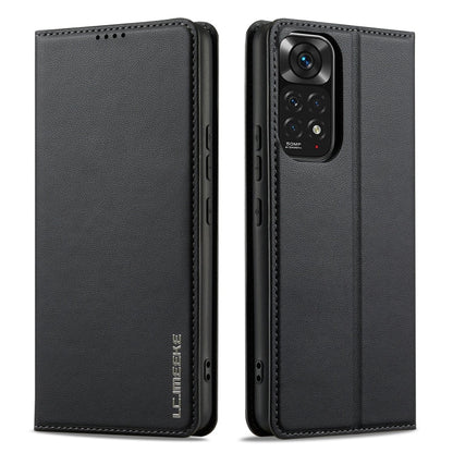 Pour Redmi Note 11 Pro 5G Étui de téléphone en PU texturé givré fin LC.IMEEKE série L1 (Noir)