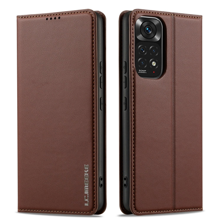 For Redmi Note 11 Pro 5G LC.IMEEKE L1 Series Frosted Fine Texture PU Phone Case(Brown)