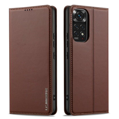 For Redmi Note 11 Pro 5G LC.IMEEKE L1 Series Frosted Fine Texture PU Phone Case(Brown)