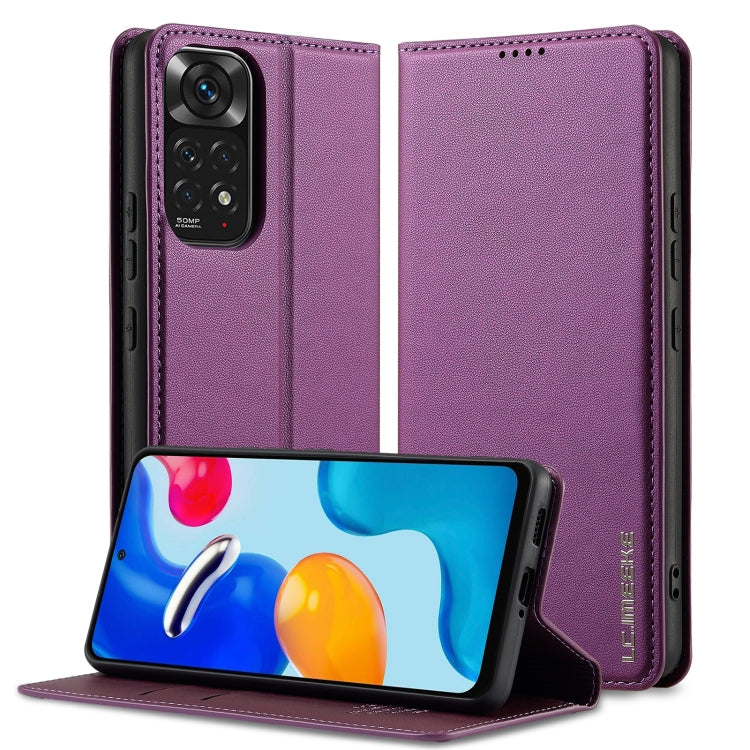 Pour Redmi Note 12 Pro 4G Étui de téléphone en PU texturé givré LC.IMEEKE série L1 (Violet)