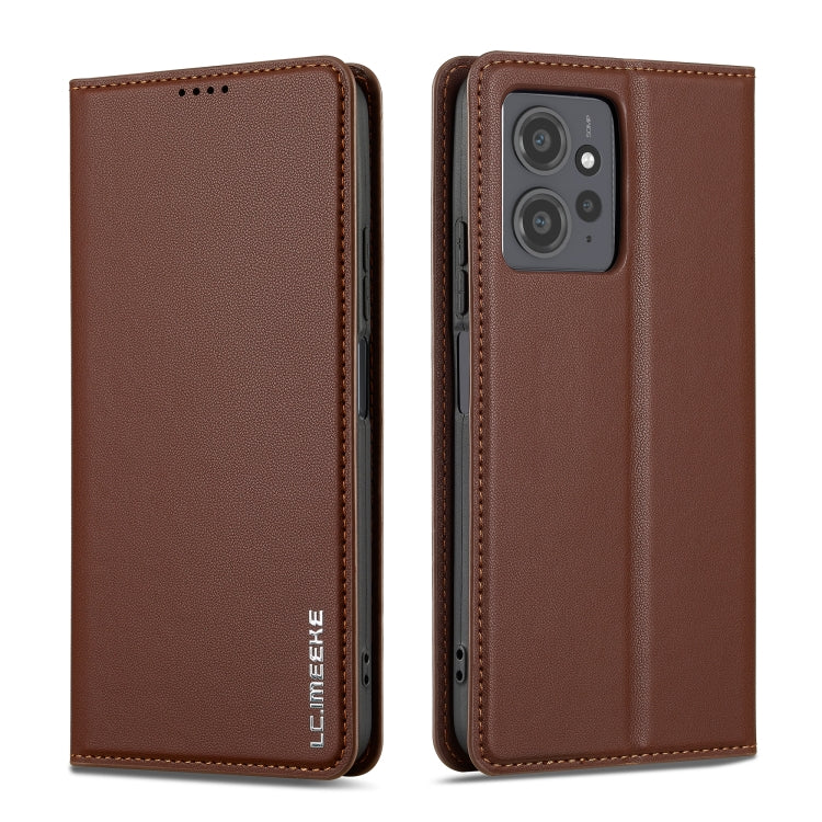 Pour Redmi Note 12 4G Global Étui de téléphone en PU texturé fin givré de la série LC.IMEEKE L1 (marron)