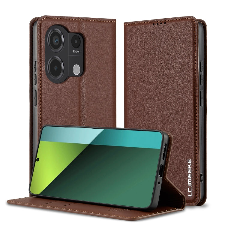 Pour Redmi Note 13 Pro 4G LC.IMEEKE Série L1 Étui de téléphone en PU givré à texture fine (marron)